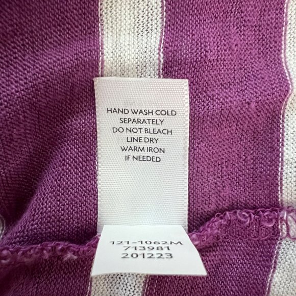 J.‎ Jill Sweater Womens Small Purple White Stripe Cardigan Asymmetric Open Linen - Picture 8 of 8